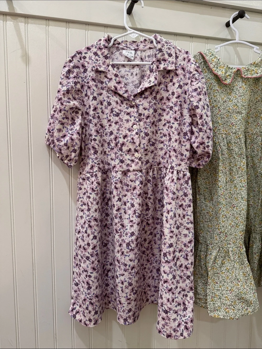 Cream Ruffled Collar Kids Dress Zara H&M girls Lot 8 9 10 vintage inspired